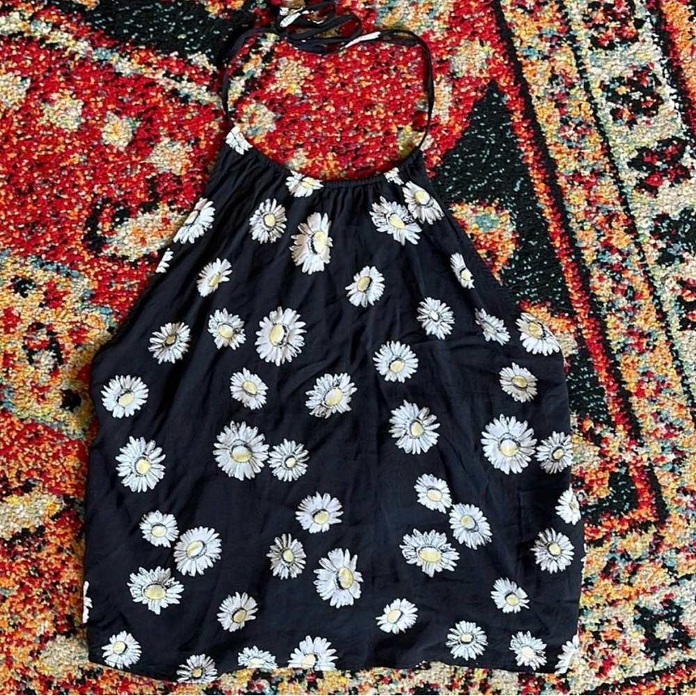 Volcom Black and White Floral Halter Top
